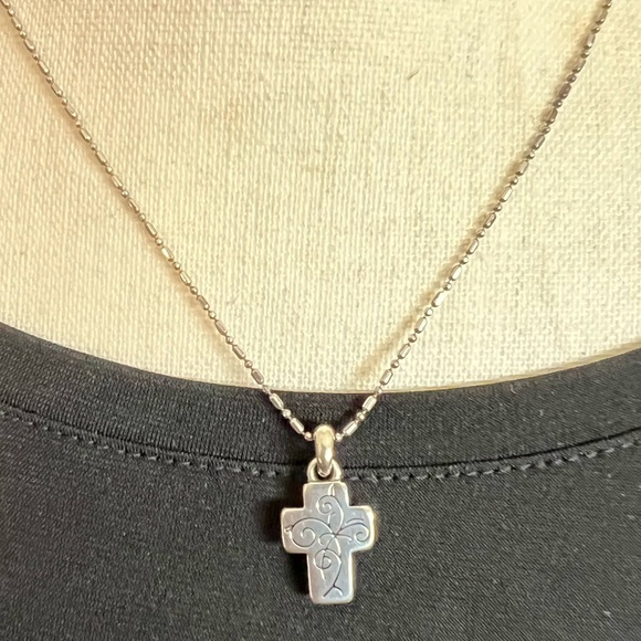 Brighton 2pc. Set Necklace & Bracelet Etched Filagree and Crystal Crosses - Picture 8 of 12